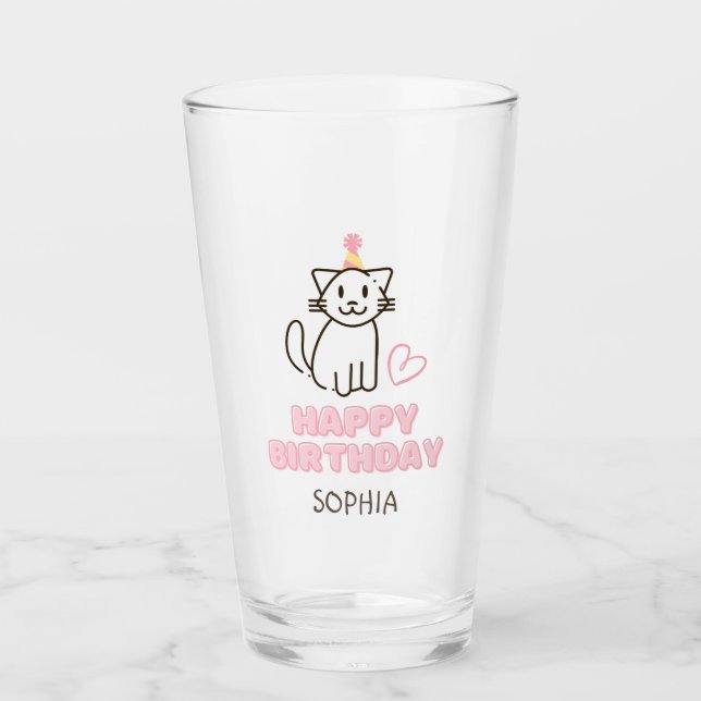 Adsible Cat in a Birthday Hat Glaskopp (Framsida)