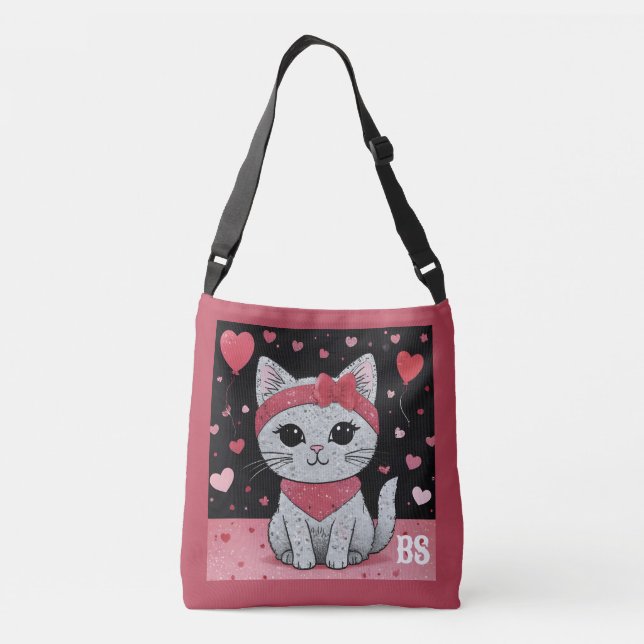 Adsible Cat in Disguise - Purrfect Valentine Rolig Axelväska (Baksida)