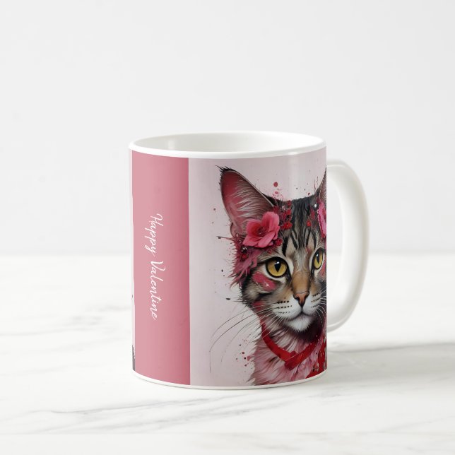 Adsible Cat in Disguise - Purrfect Valentine Rolig Kaffemugg (Framsida höger)