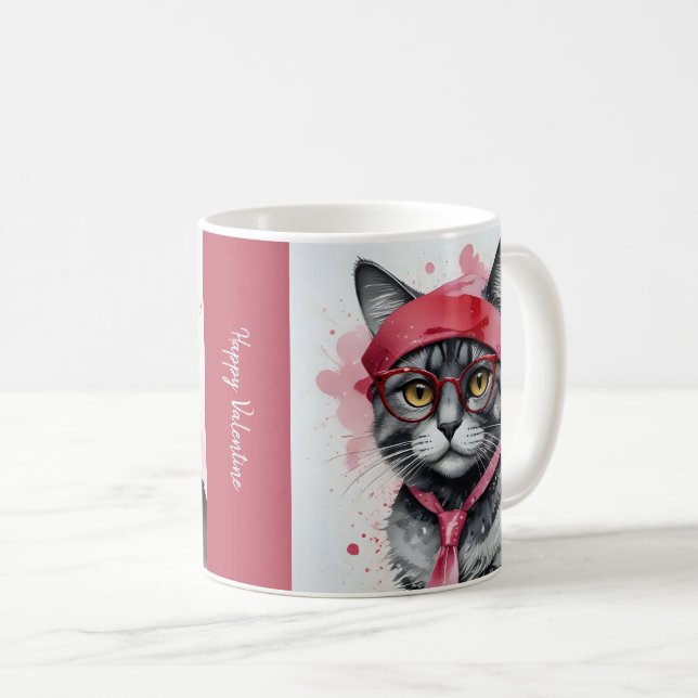 Adsible Cat in Disguise - Purrfect Valentine Rolig Kaffemugg (Framsida höger)