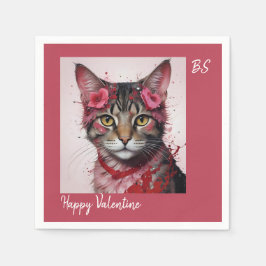 Adsible Cat in Disguise - Purrfect Valentine Rolig Pappersservett