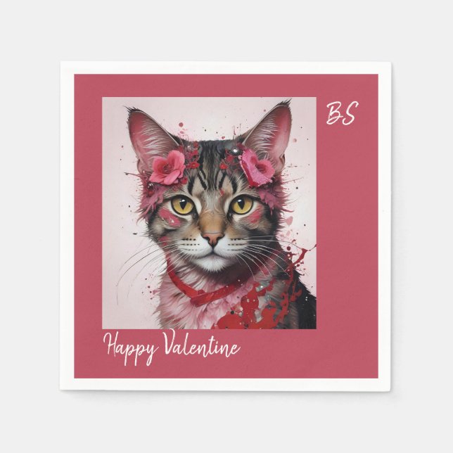 Adsible Cat in Disguise - Purrfect Valentine Rolig Pappersservett (Framsidan)