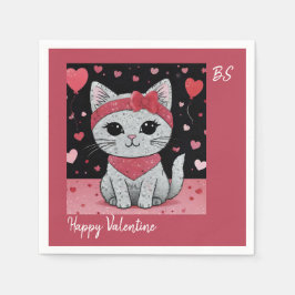 Adsible Cat in Disguise - Purrfect Valentine Rolig Pappersservett