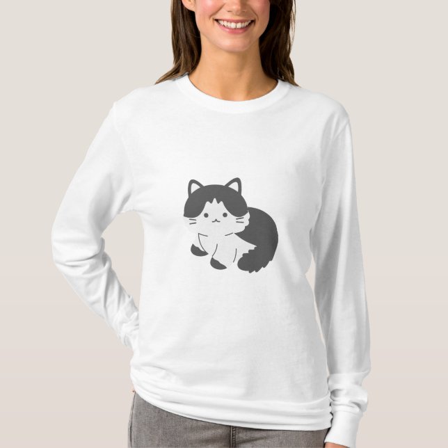 Adsible Cat Långärmad T-Shirt (Framsida)