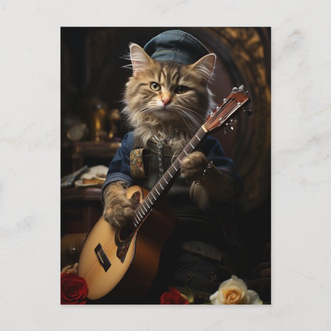Adsible Cat musiker Vykort (Framsida)