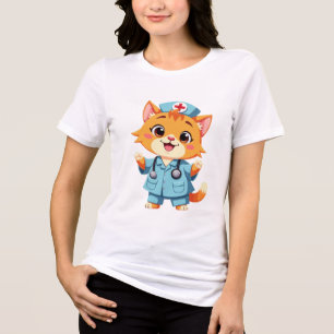 Adsible Cat Nurse for Djur älskare Funny Cats T Shirt