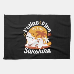 Adsible Cat Relaxing in Sunshine - Summer Pet Kökshandduk