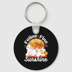 Adsible Cat Relaxing in Sunshine - Summer Pet Nyckelring
