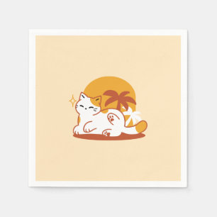 Adsible Cat Relaxing in Sunshine - Summer Pet Pappersservett