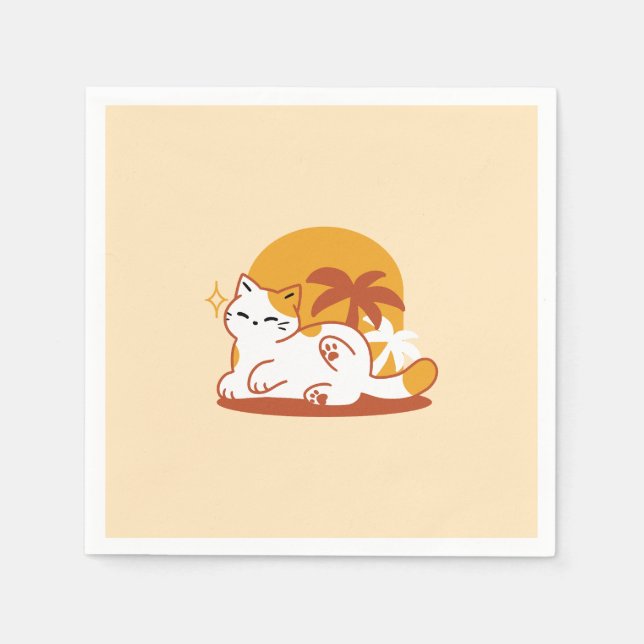 Adsible Cat Relaxing in Sunshine - Summer Pet Pappersservett (Framsidan)