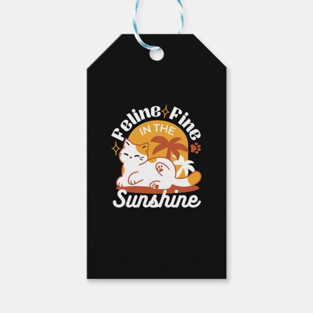 Adsible Cat Relaxing in Sunshine - Summer Pet Presentetikett (Framsidan)