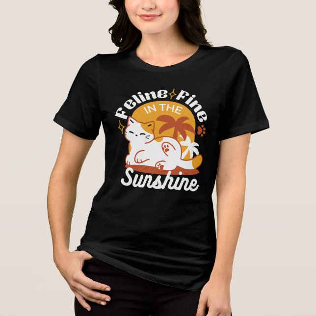 Adsible Cat Relaxing in Sunshine - Summer Pet T Shirt (Framsida)