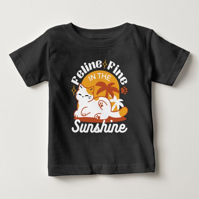 Adsible Cat Relaxing in Sunshine - Summer Pet T Shirt (Framsida)
