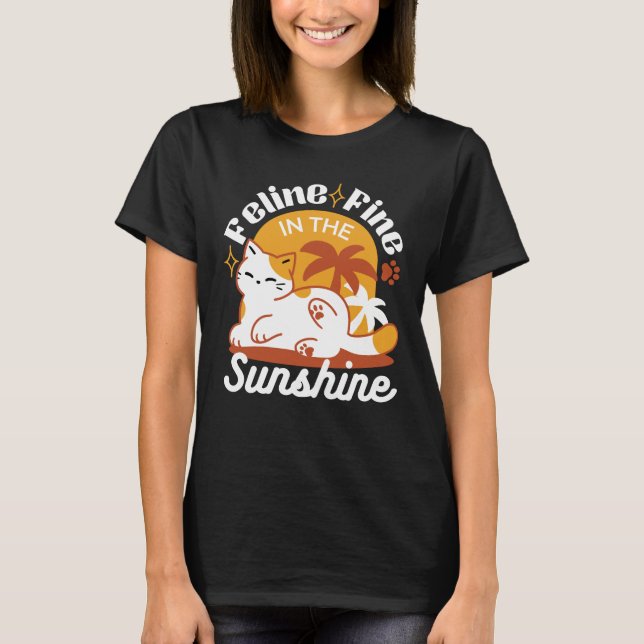 Adsible Cat Relaxing in Sunshine - Summer Pet T Shirt (Framsida)