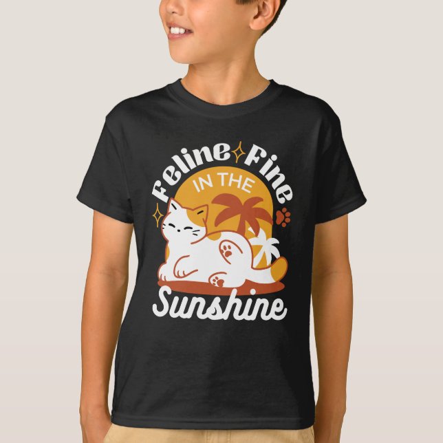 Adsible Cat Relaxing in Sunshine - Summer Pet T Shirt (Framsida)
