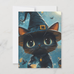 Adsible Cat Witch Vykort