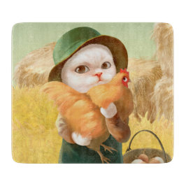 Adsible Cat with Hen on Farm