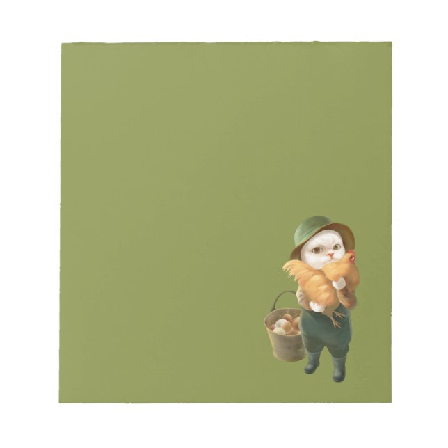 Adsible Cat with Hen on Farm Anteckningsblock (Framsida)