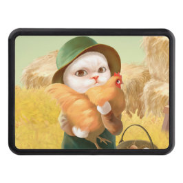 Adsible Cat with Hen on Farm Dragkroksskydd