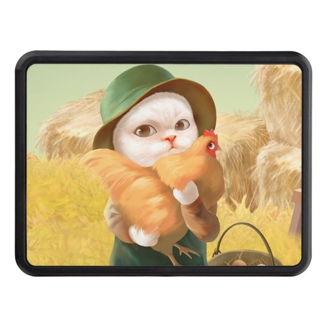 Adsible Cat with Hen on Farm Dragkroksskydd (Framsidan)