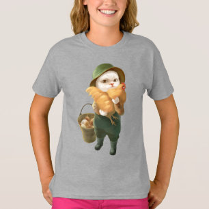 Adsible Cat with Hen on Farm T Shirt