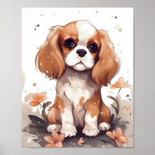 Adsible Cavalier Kung Charles Spain Cute Hund Poster