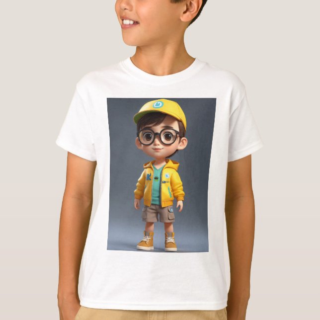 "Adsible Charm: Boy Sticker Tee" T Shirt (Framsida)