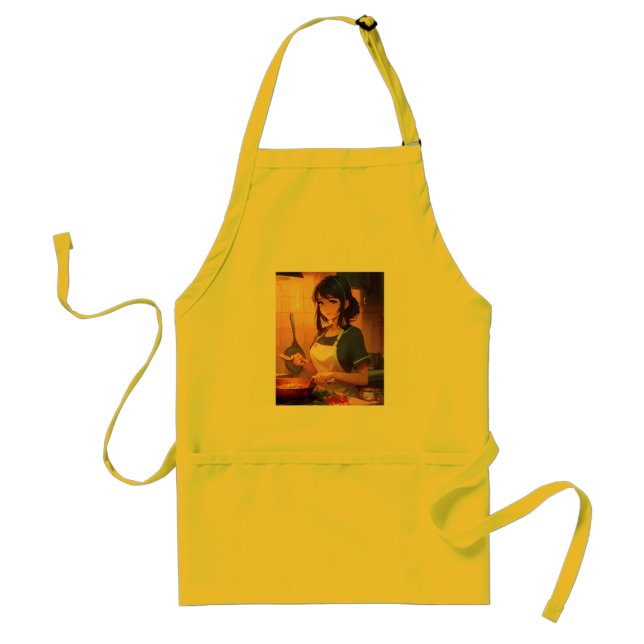 "Adsible Chef Anime Apron - Cute Girl Cooking Roli Förkläde (Framsidan)