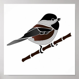 Adsible Chestnut Backed Chickadee Bird Poster