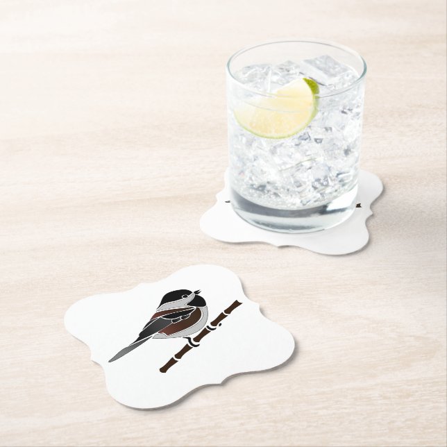 Adsible Chestnut Backed Chickadee Bird Underlägg Papper (Insitu)