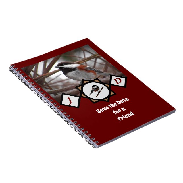 Adsible Chestnut backed Chickadee Monogram Photo Anteckningsbok (Högra Sidan)