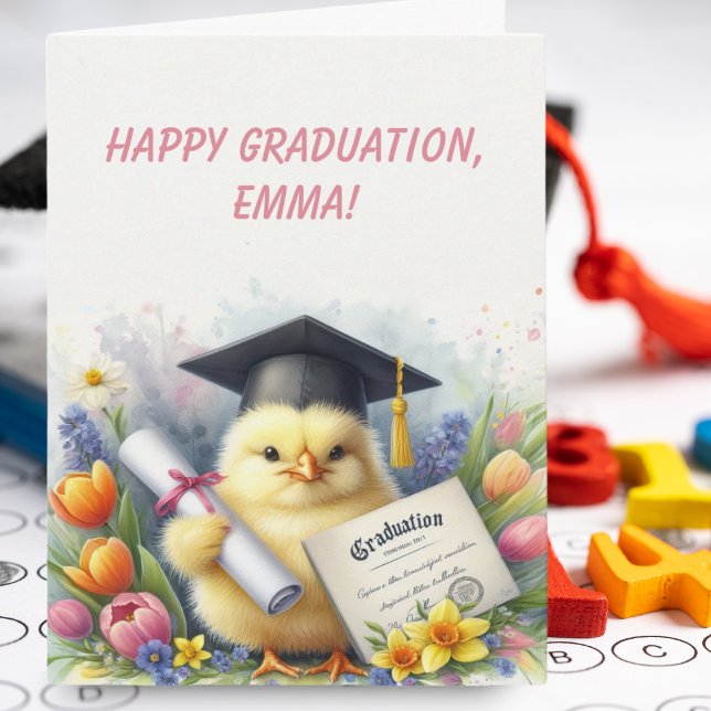 Adsible Chickadee Lycklig Studenten Kort (Skapare uppladdad)