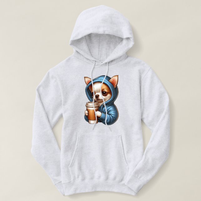 Adsible Chihuahua Drinking Coffee från Kopp T Shirt (Design framsida)