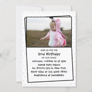 Adsible Child Photo 2nd Birthday Simple Inbjudningar