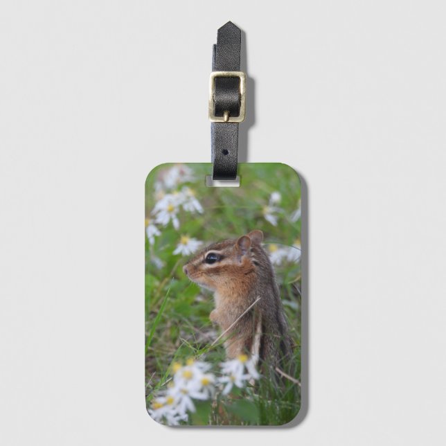 Adsible Chipmunk in blommor Bagagebricka (Framsida vertikal)