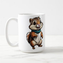 Adsible Chipmunk Tecknad Sticker with Teal Scarf Kaffemugg
