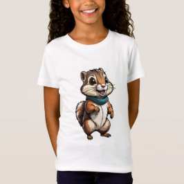 Adsible Chipmunk Tecknad Sticker with Teal Scarf T Shirt