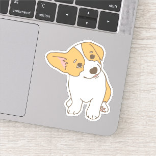 Adsible Cocked Ear Welsh Corgi Teckning Klistermärken