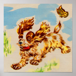 adsible cocker spaniel puppy on springa poster