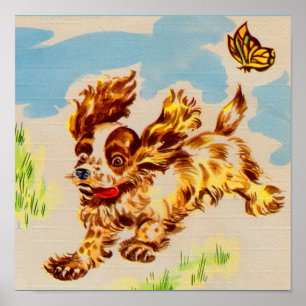 adsible cocker spaniel puppy on springa poster
