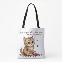 Adsible Coffee-Loving Kitten Tote Bag