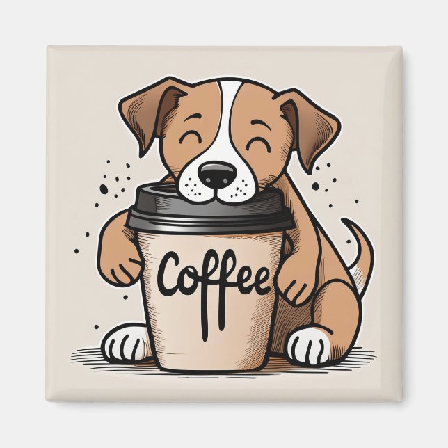 Adsible Coffee Puppy Fridge Magnet (Framsidan)