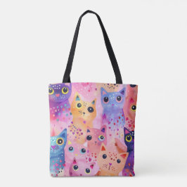Adsible Colorful Cat Tote Bag | Viktigt Kattdjur Tygkasse