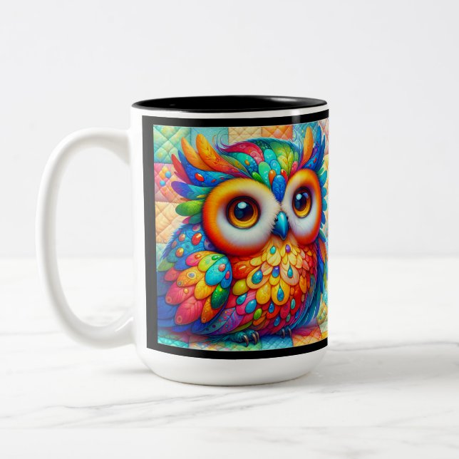 Adsible Colorful Uggla Två-Tonad Mugg (Vänster)