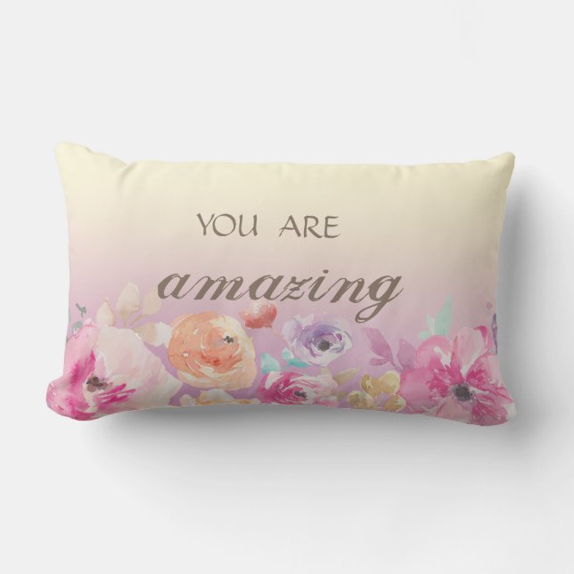 Adsible Colorful Watercolor Flowers Lumbarkudde (Framsida)