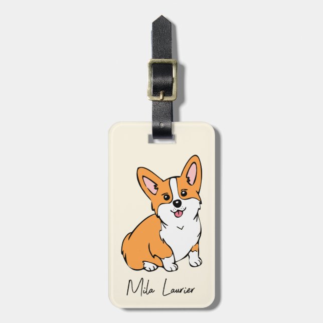 Adsible Corgi Personlig Luggage Namn bricka Bagagebricka (Vertikal Framsida)