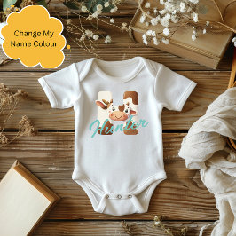 Adsible Cow Brev H Baby Outfit with Custom Name (A T Shirt