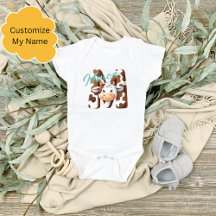 Adsible Cow Brev M Baby Outfit med anpassat namn