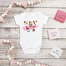 Adsible Cow Brev W Baby Outfit med anpassat namn