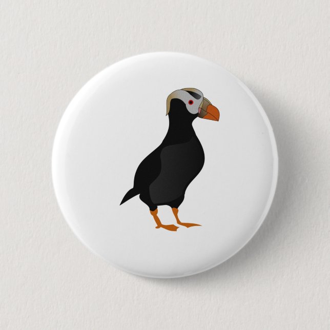 Adsible Crested Puffin Permanent Tecknad Knapp (Framsida)
